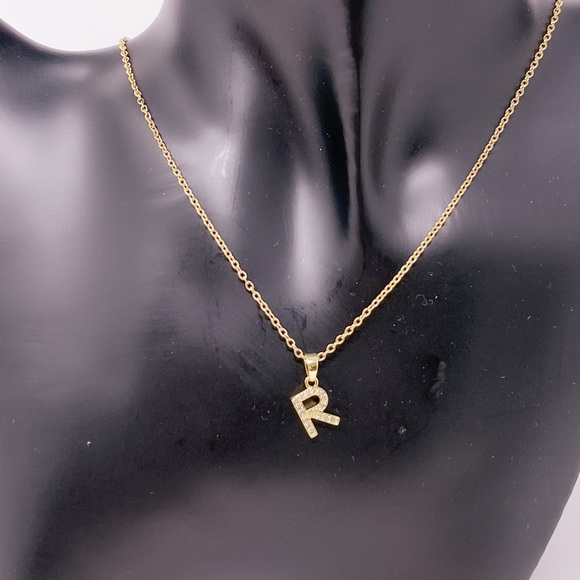 R initial Gold Necklace - Picture 2 of 8